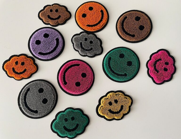 Happy Face & Cloud Iron-on and/or Sew-on Embroidered Badge Applique Motif Soft Patch